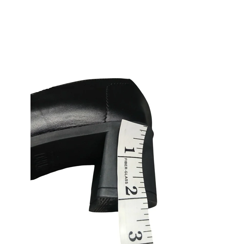 Munro American 7M Black Leather Slip On Block Heel Loafers Shoes Womens
